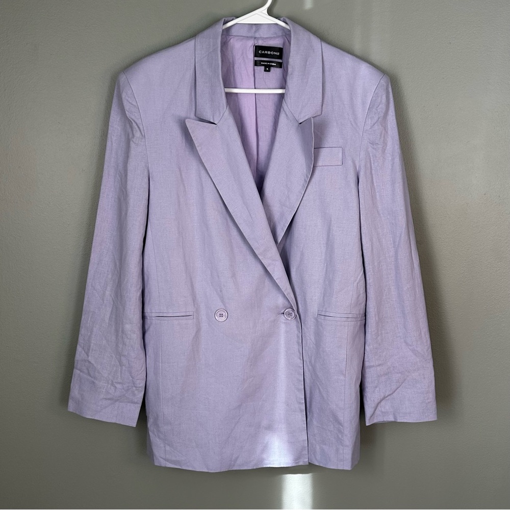 Carbon38 oversized linen blend blazer purple small women’s lilac nwt